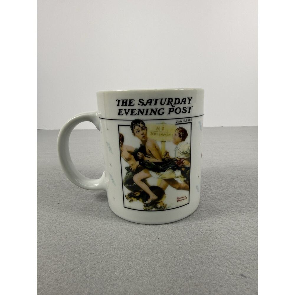 Norman Rockwell No Swimming Mug 1992 Saturday Evening Post Edition